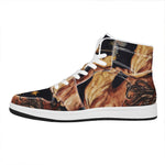 Watercolor Sagittarius Zodiac Sign Print High Top Leather Sneakers