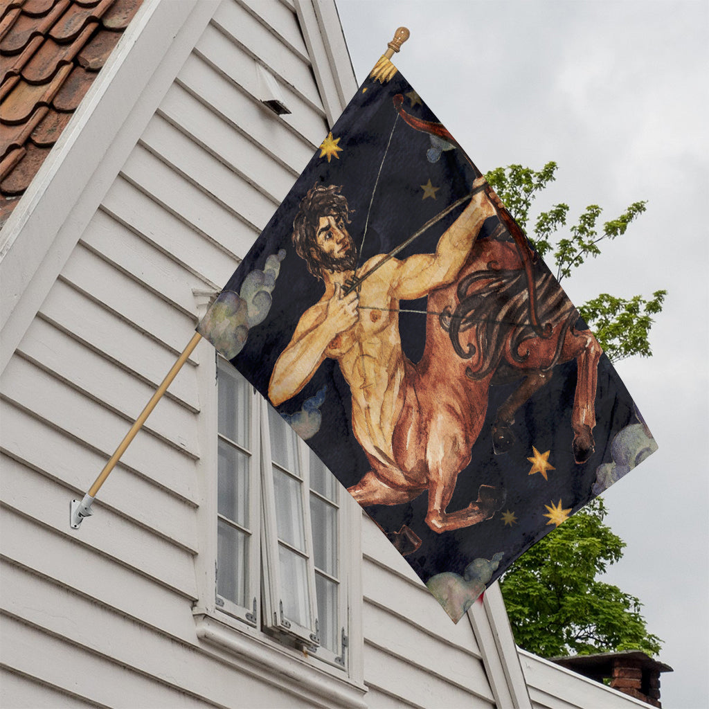 Watercolor Sagittarius Zodiac Sign Print House Flag