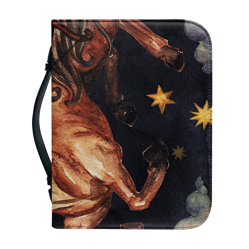 Watercolor Sagittarius Zodiac Sign Print Leather Bible Cover