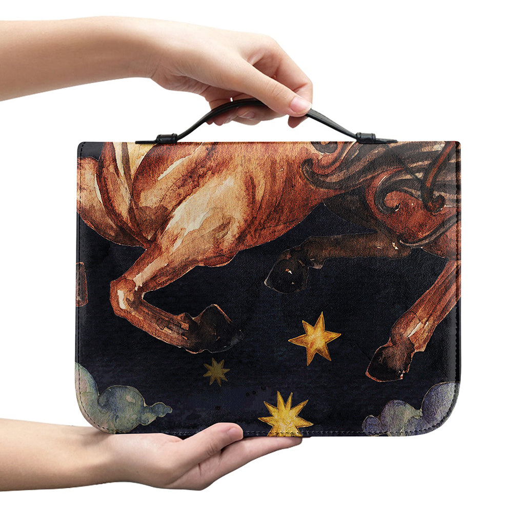 Watercolor Sagittarius Zodiac Sign Print Leather Bible Cover