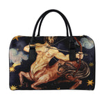 Watercolor Sagittarius Zodiac Sign Print Leather Duffle Bag