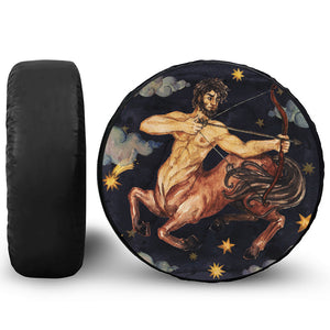 Watercolor Sagittarius Zodiac Sign Print Leather Spare Tire Cover