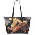 Watercolor Sagittarius Zodiac Sign Print Leather Tote Bag With Zipper