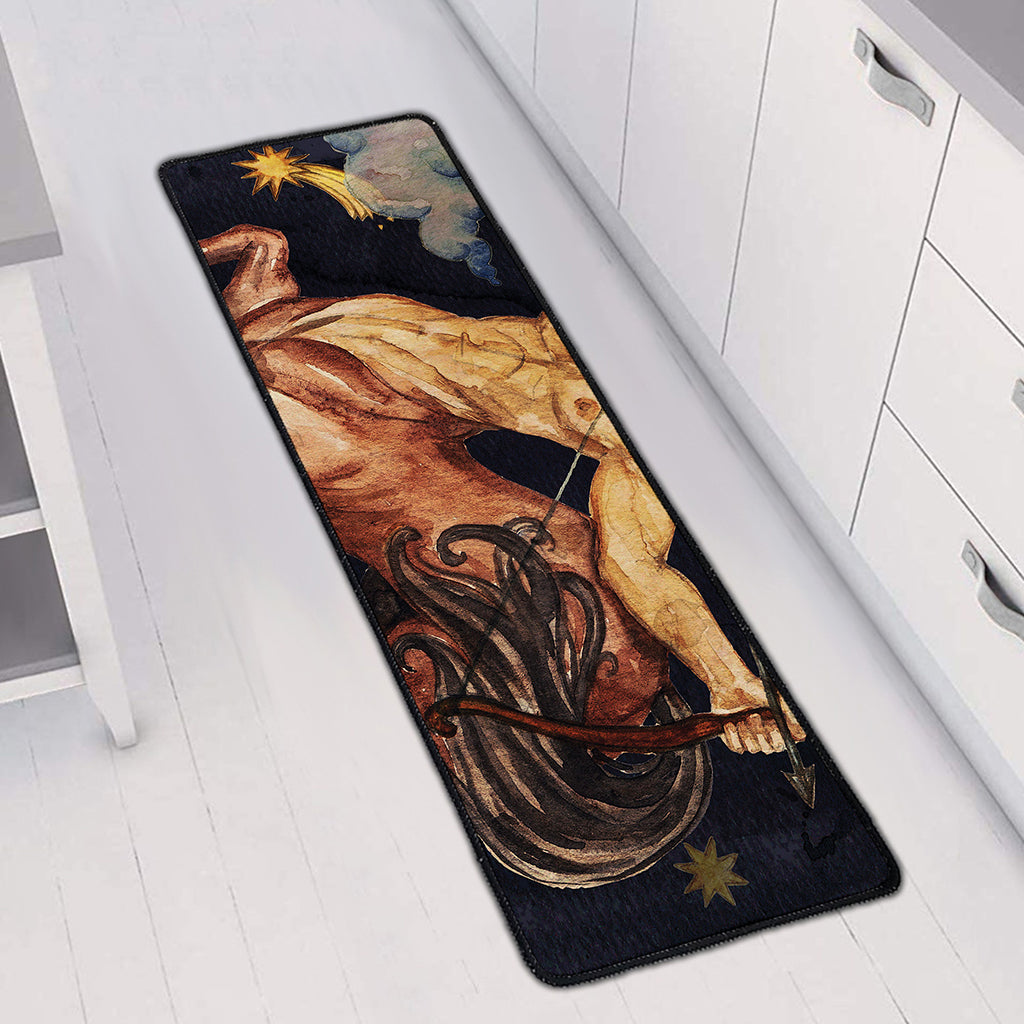 Watercolor Sagittarius Zodiac Sign Print Long Kitchen Mat