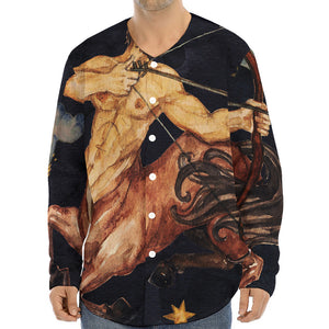 Watercolor Sagittarius Zodiac Sign Print Long Sleeve Baseball Jersey