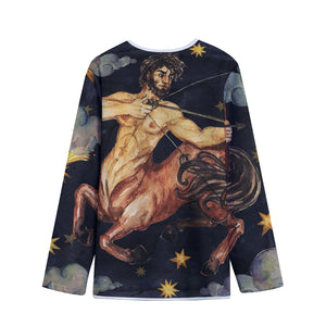 Watercolor Sagittarius Zodiac Sign Print Long Sleeve Short Coat