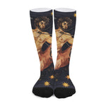 Watercolor Sagittarius Zodiac Sign Print Long Socks
