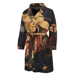 Watercolor Sagittarius Zodiac Sign Print Men's Bathrobe