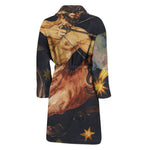 Watercolor Sagittarius Zodiac Sign Print Men's Bathrobe