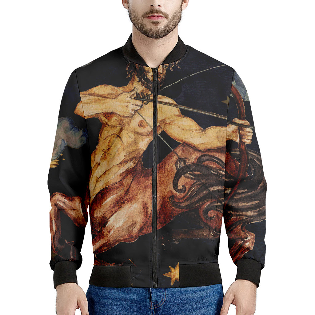 Watercolor Sagittarius Zodiac Sign Print Men's Bomber Jacket