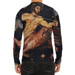 Watercolor Sagittarius Zodiac Sign Print Men's Long Sleeve Rash Guard