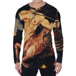 Watercolor Sagittarius Zodiac Sign Print Men's Long Sleeve T-Shirt