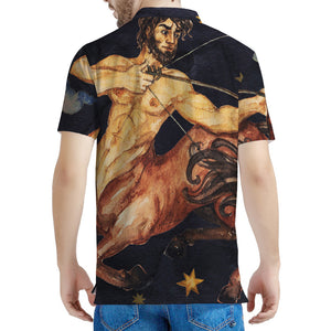 Watercolor Sagittarius Zodiac Sign Print Men's Polo Shirt