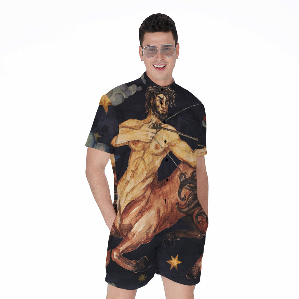 Watercolor Sagittarius Zodiac Sign Print Men's Rompers
