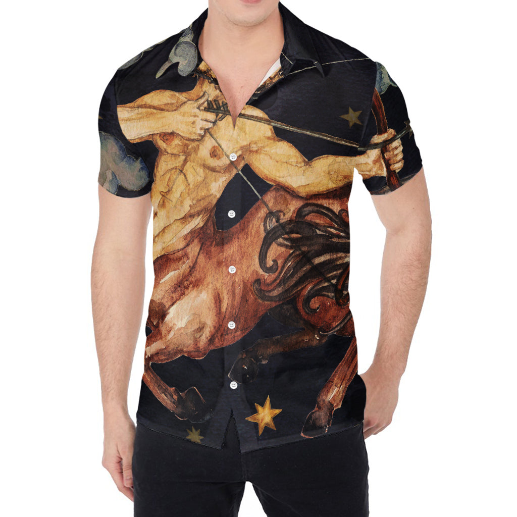 Watercolor Sagittarius Zodiac Sign Print Men's Shirt