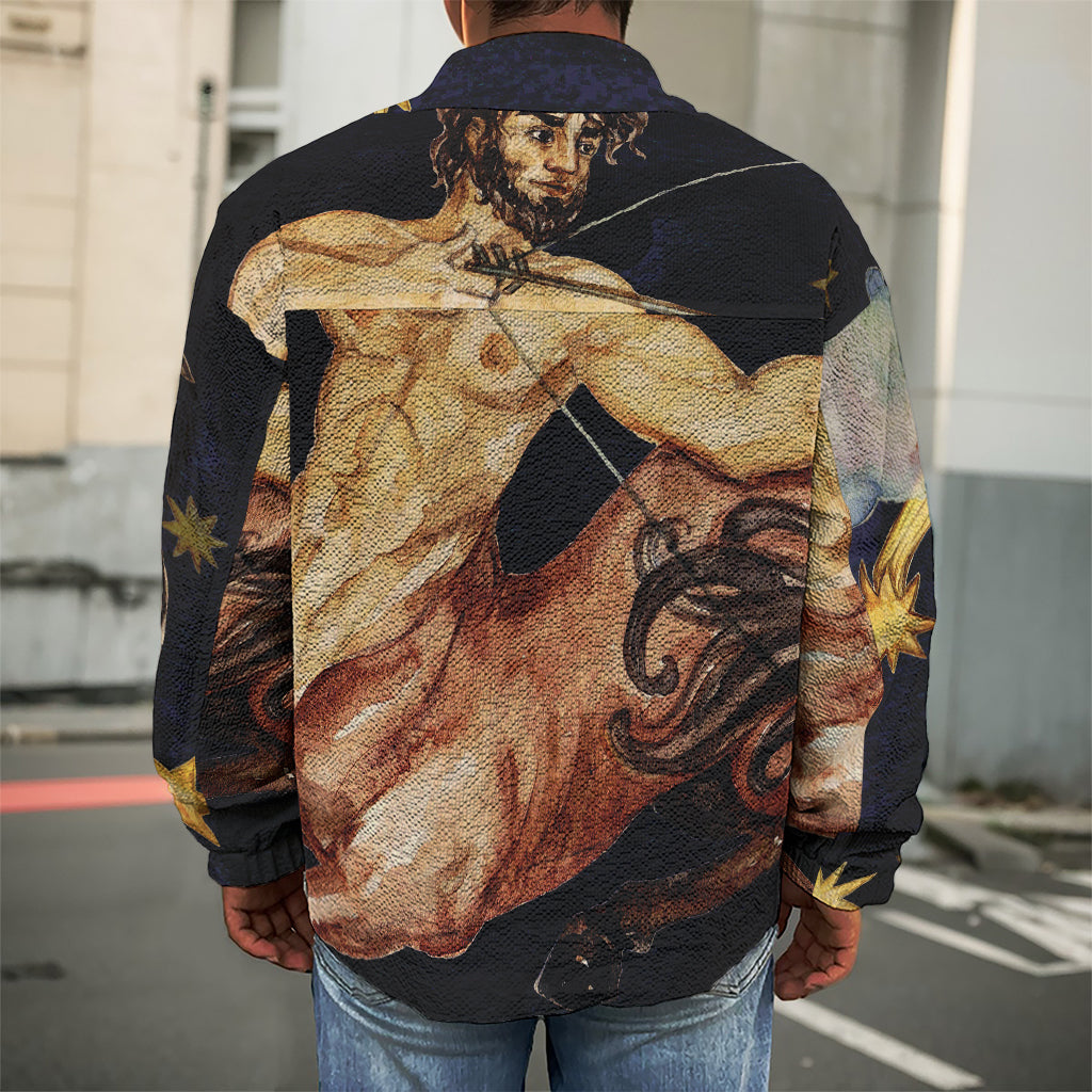 Watercolor Sagittarius Zodiac Sign Print Men's Shirt Jacket