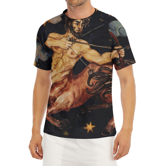 Watercolor Sagittarius Zodiac Sign Print Men's Short Sleeve Rash Guard