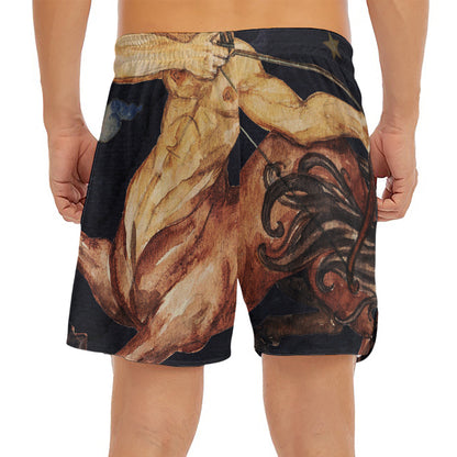 Watercolor Sagittarius Zodiac Sign Print Men's Split Running Shorts