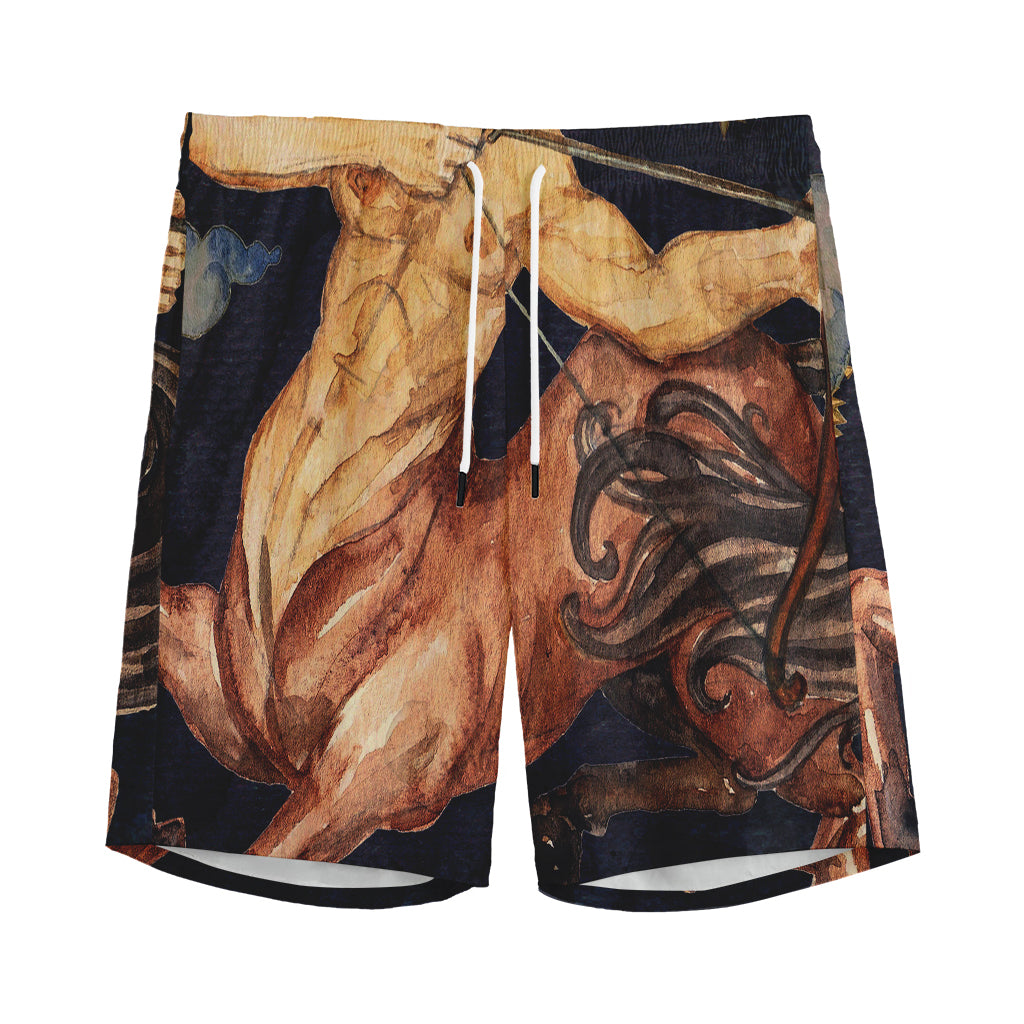 Watercolor Sagittarius Zodiac Sign Print Men's Sports Shorts