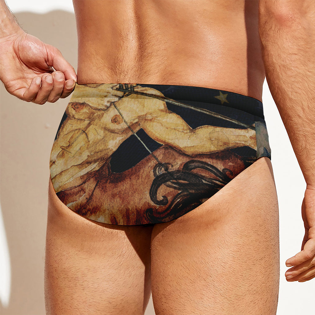 Watercolor Sagittarius Zodiac Sign Print Men's Swim Briefs