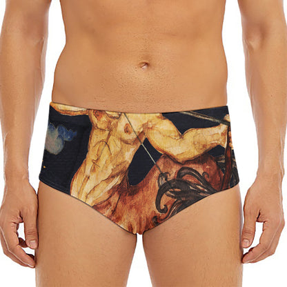 Watercolor Sagittarius Zodiac Sign Print Men's Triangle Swim Briefs
