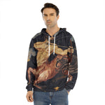 Watercolor Sagittarius Zodiac Sign Print Men's Velvet Pullover Hoodie