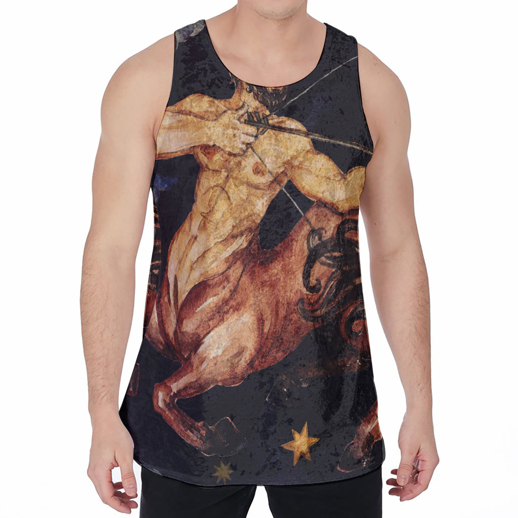 Watercolor Sagittarius Zodiac Sign Print Men's Velvet Tank Top