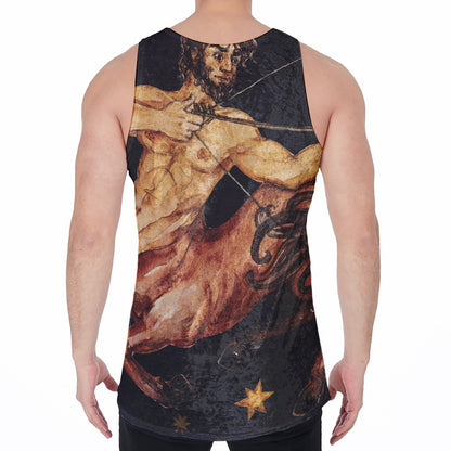 Watercolor Sagittarius Zodiac Sign Print Men's Velvet Tank Top