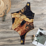 Watercolor Sagittarius Zodiac Sign Print One Shoulder Bodysuit