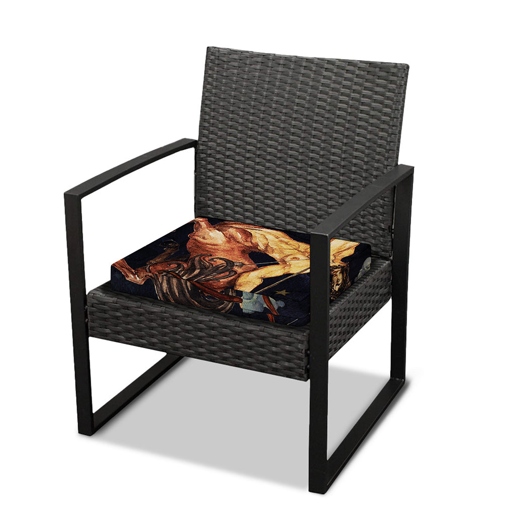 Watercolor Sagittarius Zodiac Sign Print Outdoor Seat Cushion Cover