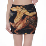 Watercolor Sagittarius Zodiac Sign Print Pencil Mini Skirt