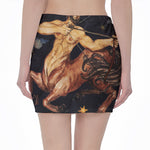 Watercolor Sagittarius Zodiac Sign Print Pencil Mini Skirt