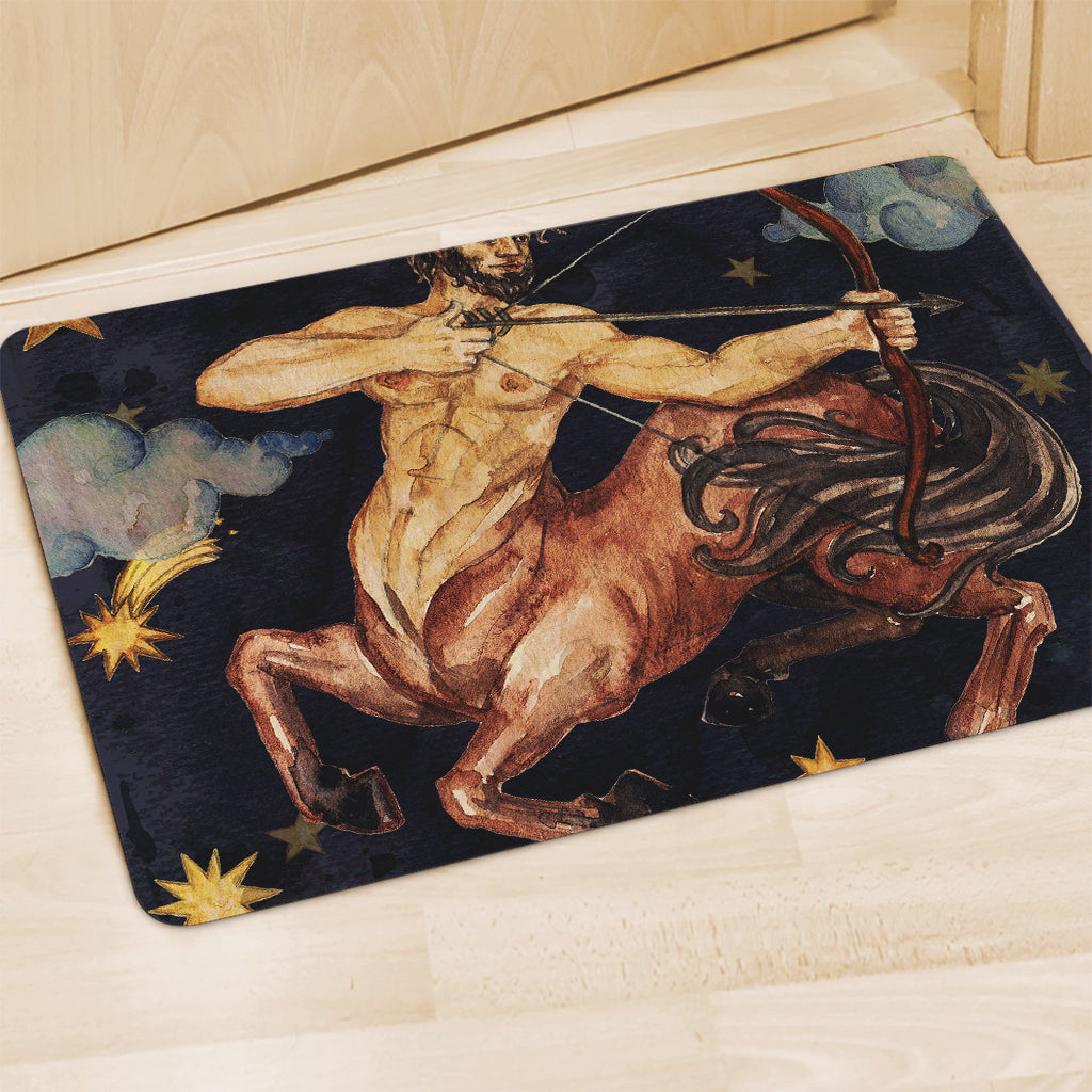 Watercolor Sagittarius Zodiac Sign Print Polyester Doormat