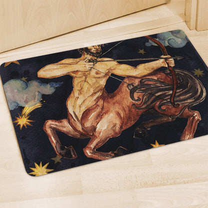 Watercolor Sagittarius Zodiac Sign Print Polyester Doormat