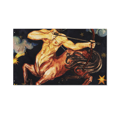 Watercolor Sagittarius Zodiac Sign Print Polyester Flag