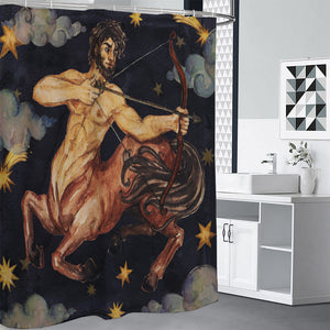 Watercolor Sagittarius Zodiac Sign Print Premium Shower Curtain