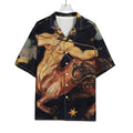 Watercolor Sagittarius Zodiac Sign Print Rayon Hawaiian Shirt