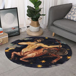 Watercolor Sagittarius Zodiac Sign Print Round Rug