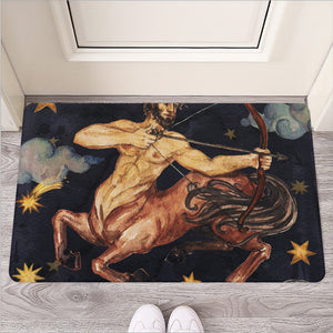 Watercolor Sagittarius Zodiac Sign Print Rubber Doormat