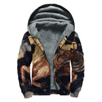 Watercolor Sagittarius Zodiac Sign Print Sherpa Lined Zip Up Hoodie