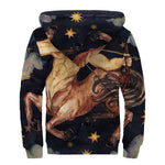 Watercolor Sagittarius Zodiac Sign Print Sherpa Lined Zip Up Hoodie