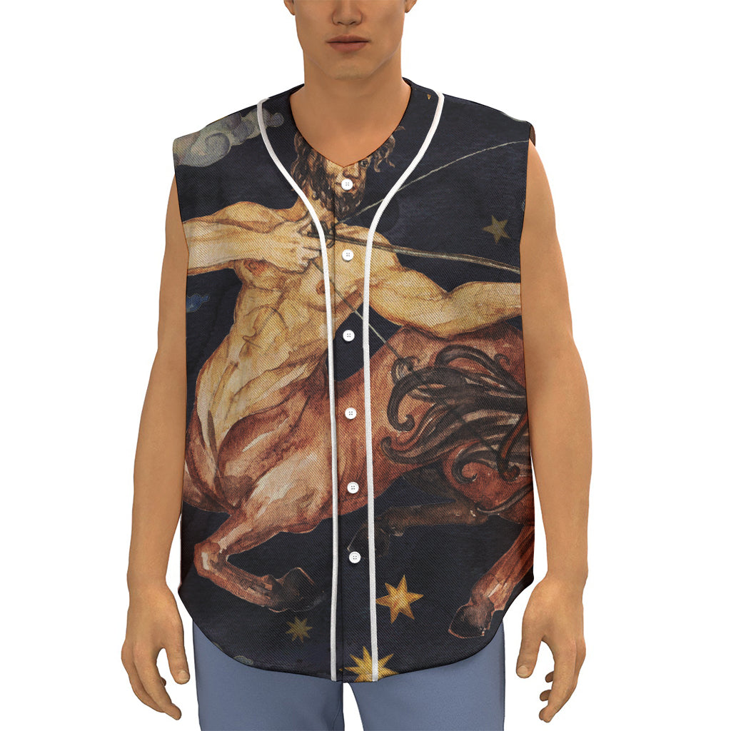 Watercolor Sagittarius Zodiac Sign Print Sleeveless Baseball Jersey