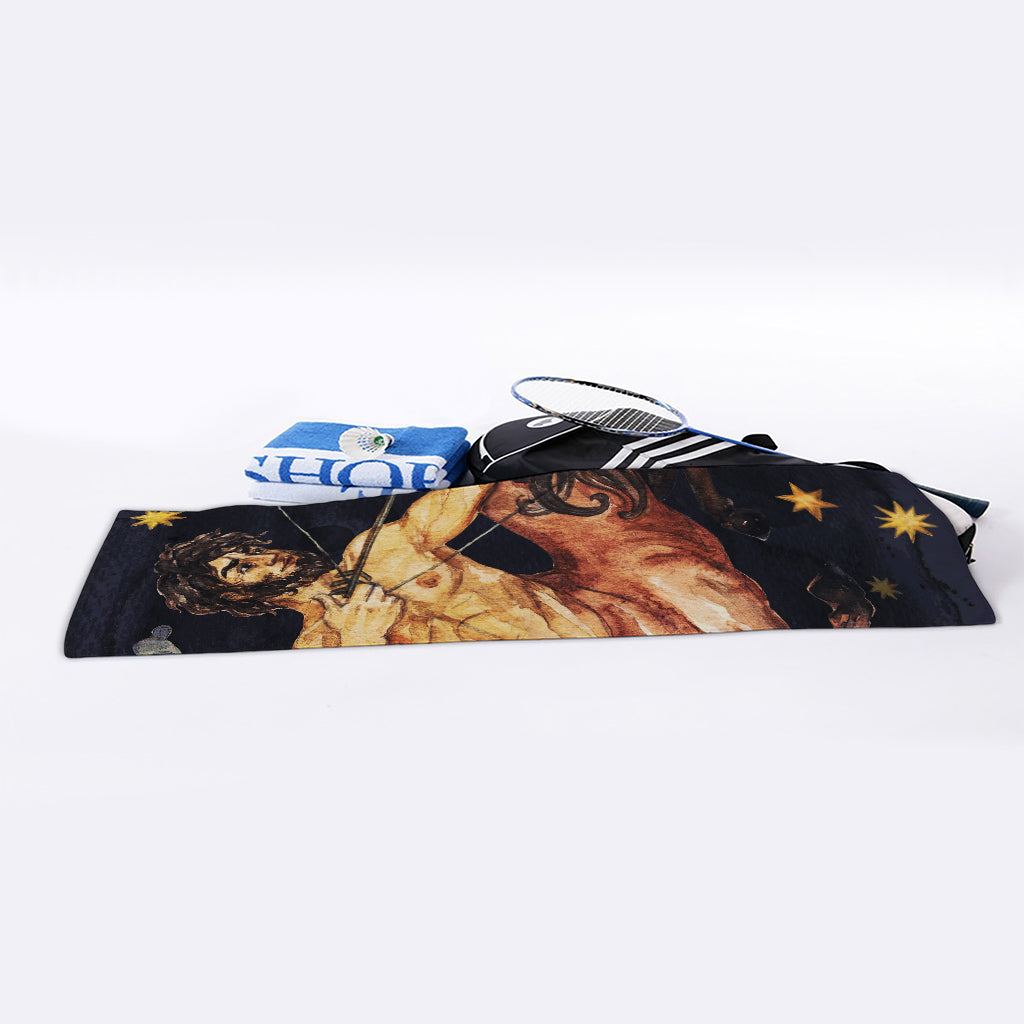 Watercolor Sagittarius Zodiac Sign Print Sports Towel