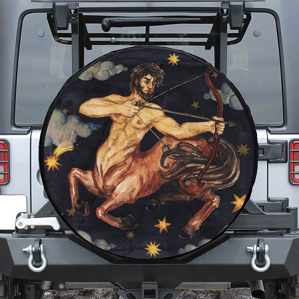 Watercolor Sagittarius Zodiac Sign Print Tire Cover