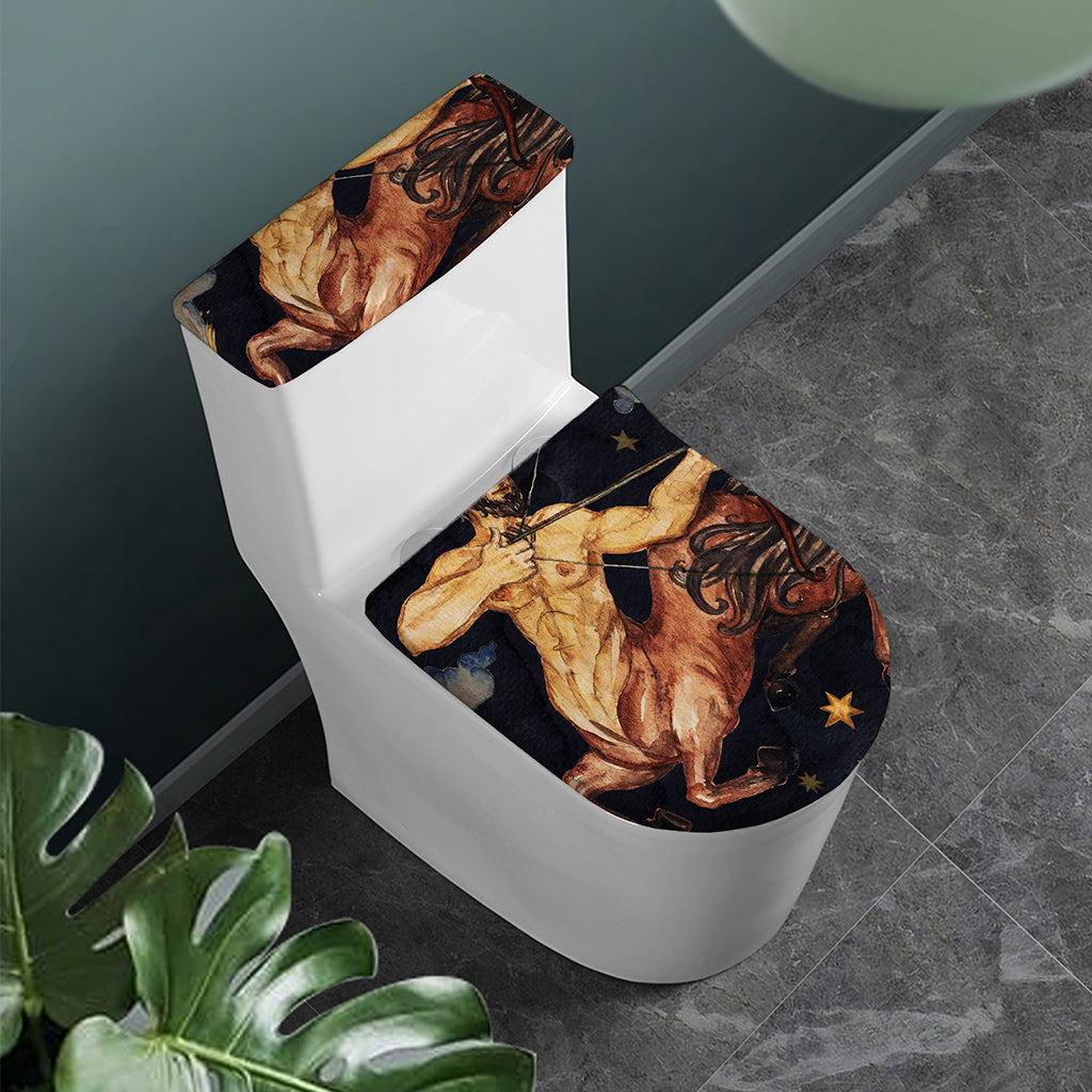 Watercolor Sagittarius Zodiac Sign Print Toilet Lid And Tank Cover Set