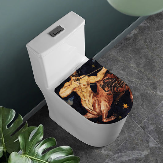 Watercolor Sagittarius Zodiac Sign Print Toilet Lid Cover