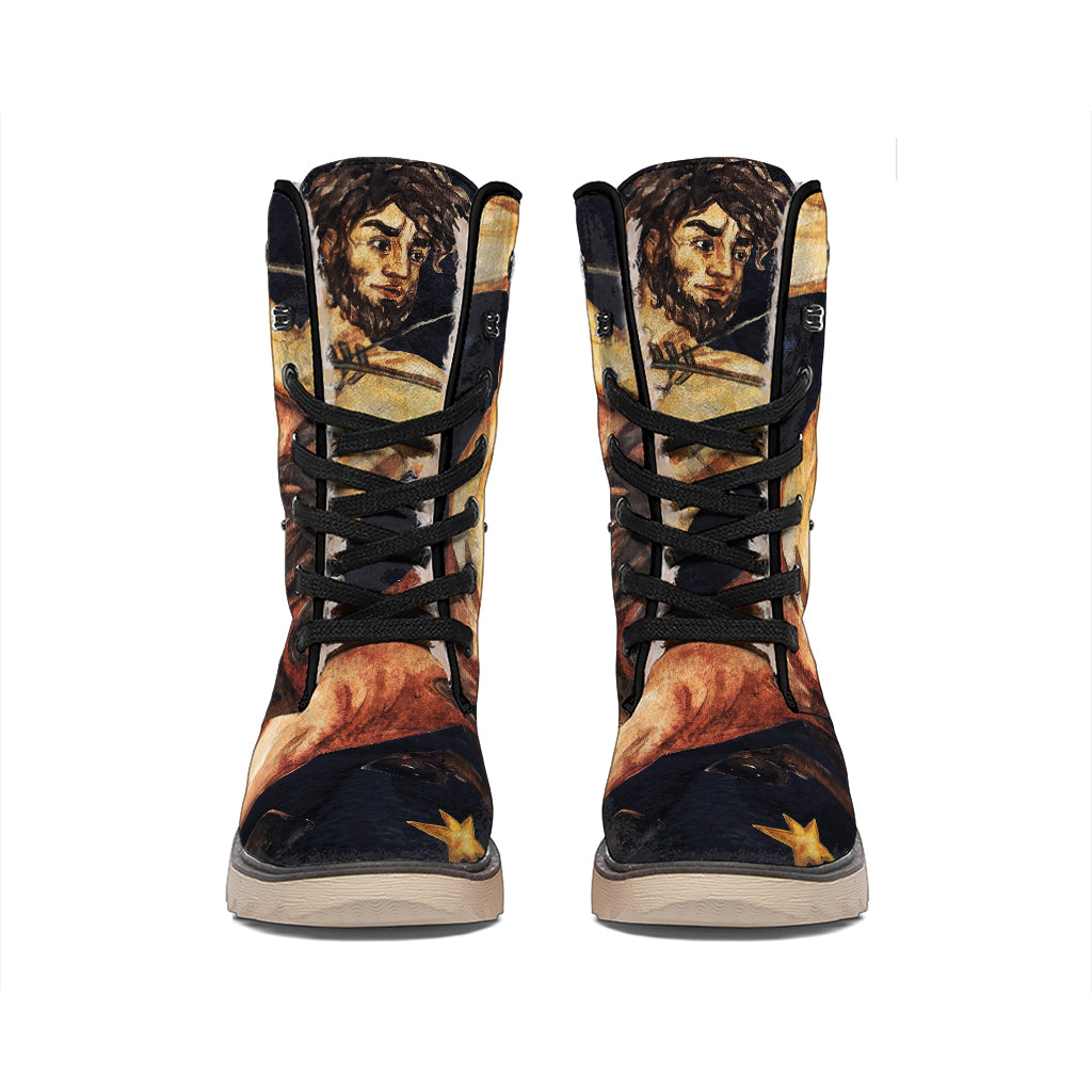 Watercolor Sagittarius Zodiac Sign Print Winter Boots