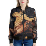 Watercolor Sagittarius Zodiac Sign Print Women's Bomber Jacket