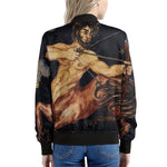 Watercolor Sagittarius Zodiac Sign Print Women's Bomber Jacket