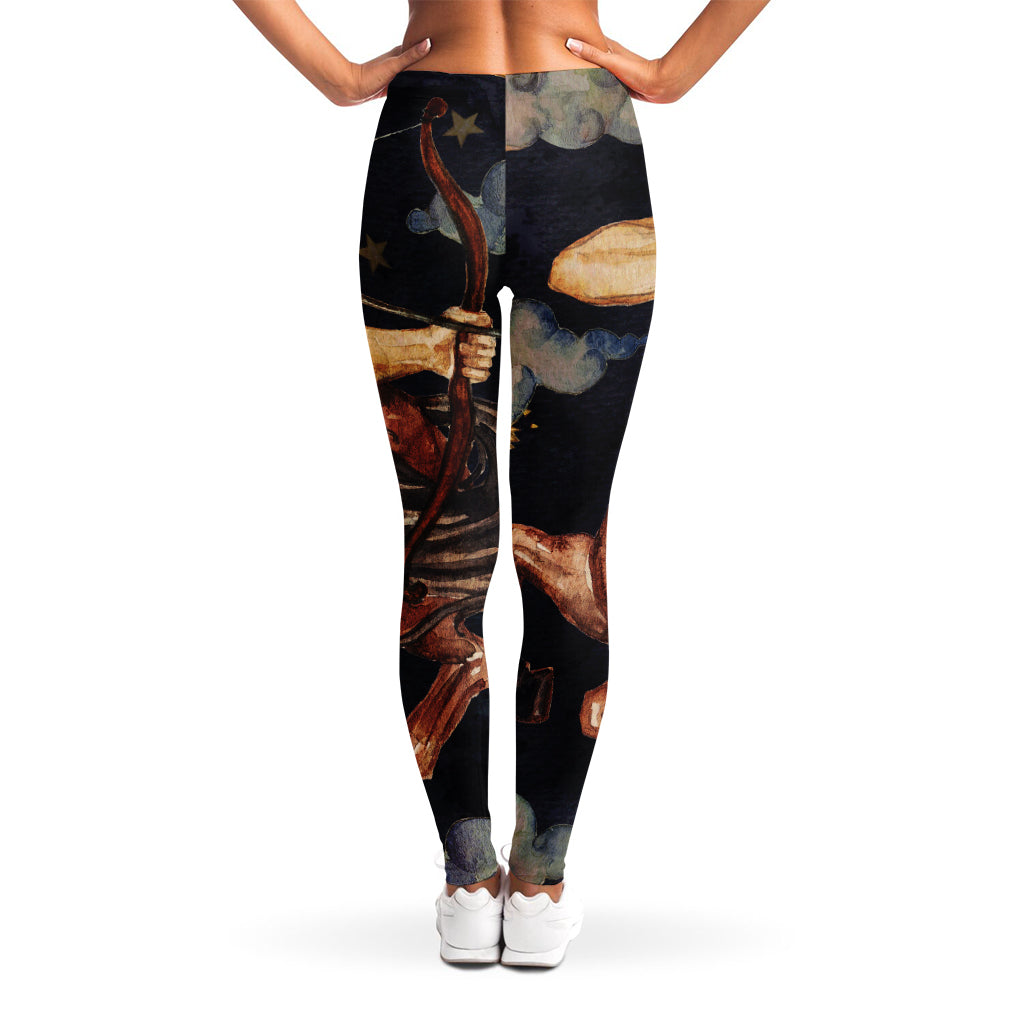 Watercolor Sagittarius Zodiac Sign Print Women's Leggings